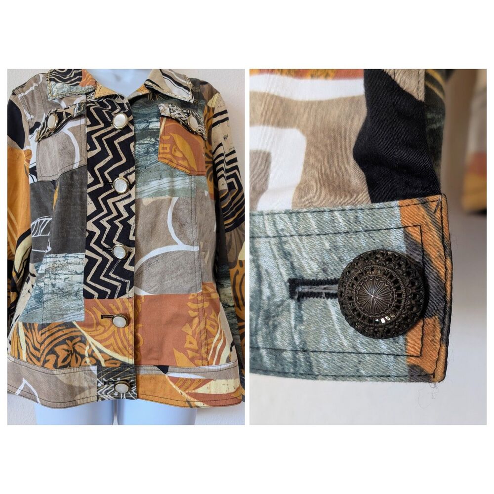 Patchington Patchwork Print Jacket Stretch Button… - image 4